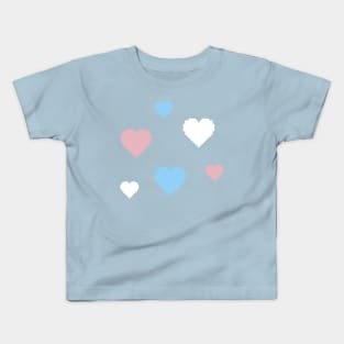 Trans Pride Hearts Pixel Art Kids T-Shirt